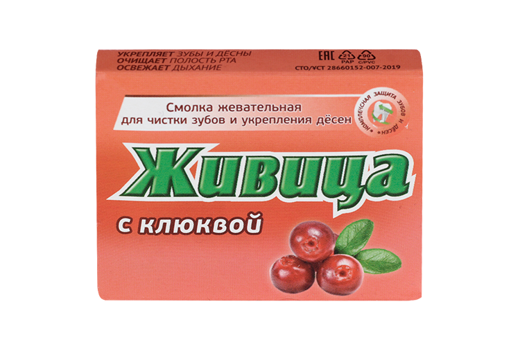 Смолка жевательная из смолы лиственницы, 5 шт, Клюква