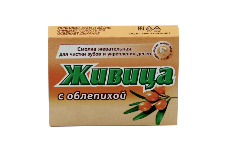 Смолка жевательная Живица из смолы лиственницы, 5 шт, Облепиха