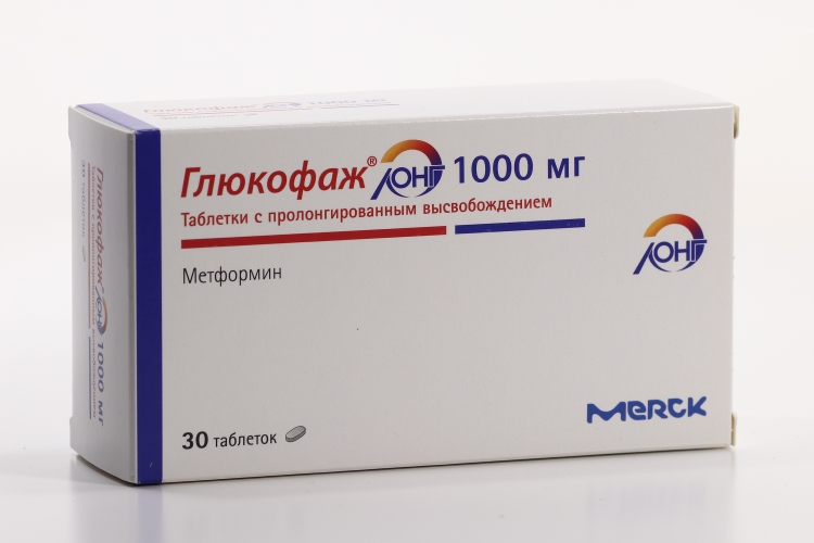 Глюкофаж Лонг 1000 мг, 30 шт, таблетки пролонгированного действия