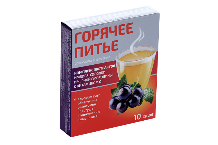 Комплекс экстрактов Горячее питье имбирь/солодка/черн смород и вит С, 5 г, 10 шт, порошок