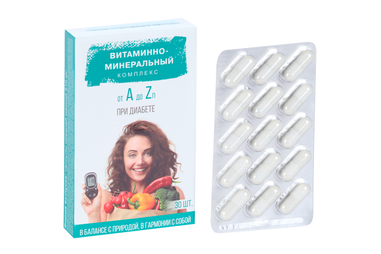 Витаминно-Минеральный компл от А до Цинка  при диабете, 30 шт, капсулы