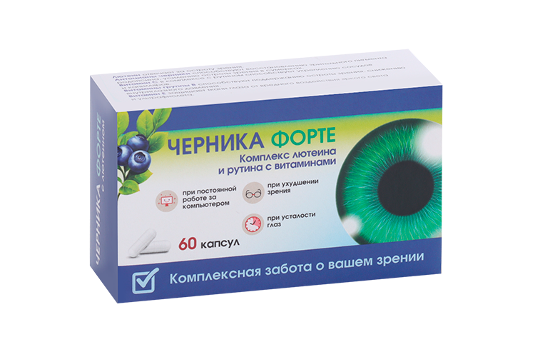 Черника Форте комплекс лютеина/рутина с витаминами, 60 шт, капсулы
