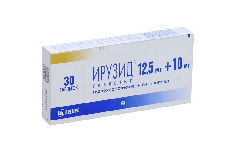 Ирузид 12.5 мг+10 мг, 30 шт, таблетки