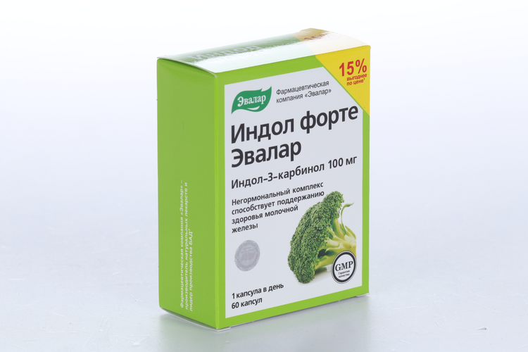 Индол форте, 100 мг, 60 шт, капсулы