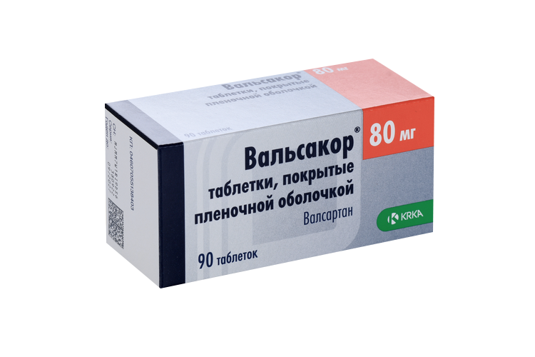 Вальсакор 80 мг, 90 шт, таблетки покрытые пленочной оболочкой