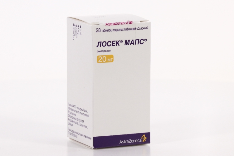 Лосек МАПС 20 мг, 28 шт, таблетки покрытые пленочной оболочкой