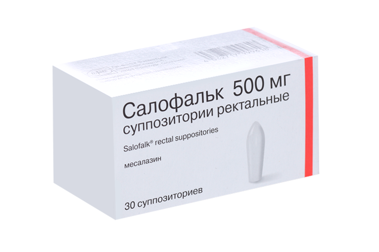 Салофальк супп 500 мг, 30 шт