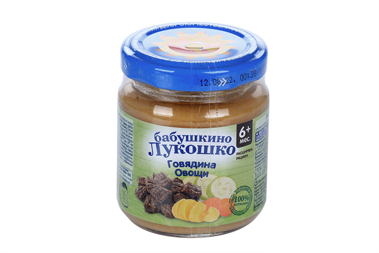 Пюре Бабушкино Лукошко Рагу овощное  с говядиной, 100 г