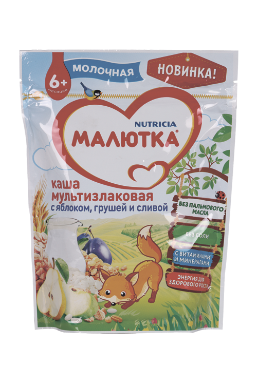 Каша Малютка молоч мультизлаковая со смесью фруктов (с 6 мес), 220 г