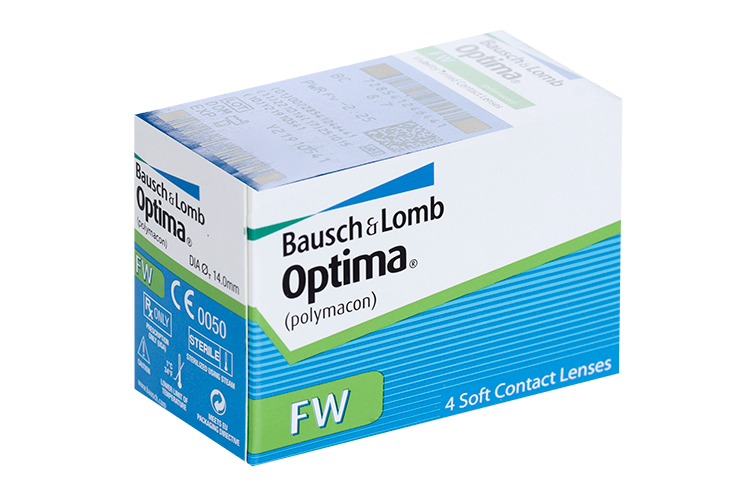 Линзы Bausch+Lomb Optima FW контактные R 8.7 (диоптрия -2,25), 4 шт