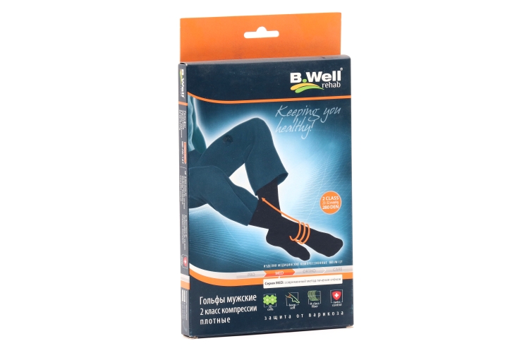 Гольфы B Well муж плотные MED 2 компр JW-127 р 5/ХL черн