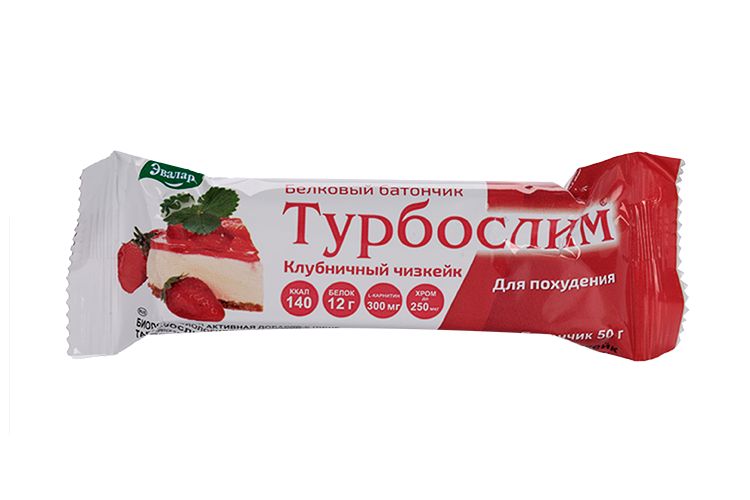 Батончик Турбослим клубничный чизкейк, 50 г
