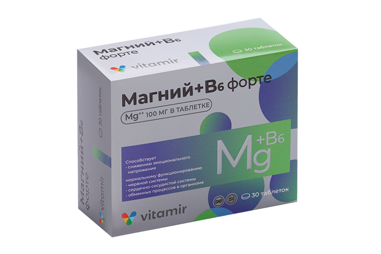 Магний В6 форте Витамир, 30 шт, таблетки