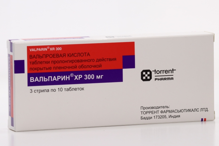 Вальпарин ХР 300 мг, 30 шт, таблетки пролонгированного действия покрытые пленочной оболочкой