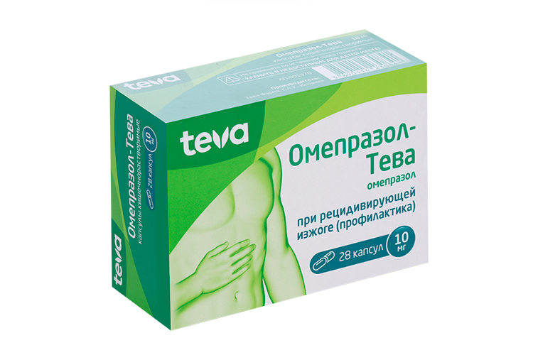 Омепразол-Тева 10 мг, 28 шт, капсулы кишечнорастворимые