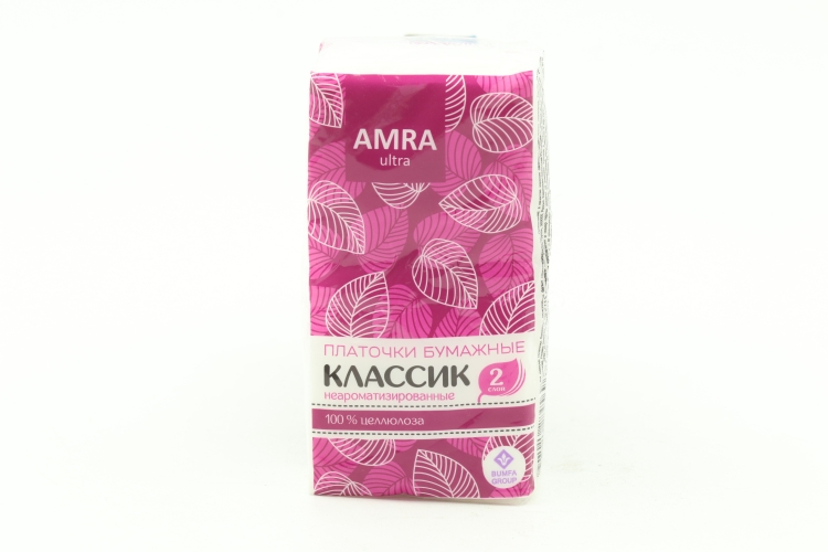Платки Амра классик бумажные 2х слойные, 10 шт