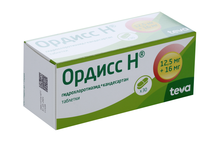 Ордисс Н 12.5мг+16мг, 30 шт, таблетки