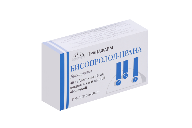 Бисопролол-Прана 10 мг, 40 шт, таблетки покрытые пленочной оболочкой