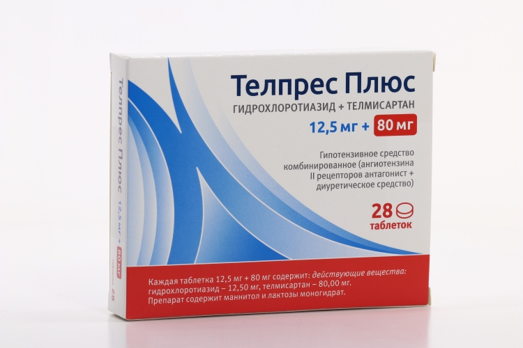 Телпрес Плюс 12.5 мг+80 мг, 28 шт, таблетки