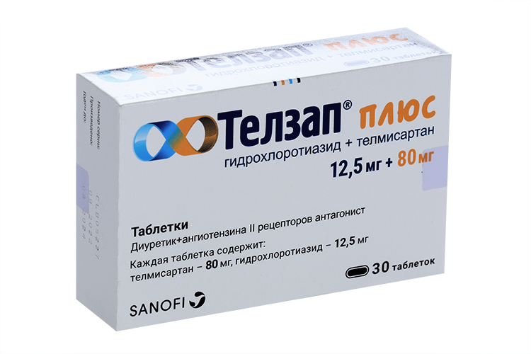 Телзап Плюс 80 мг+12.5 мг, 30 шт, таблетки