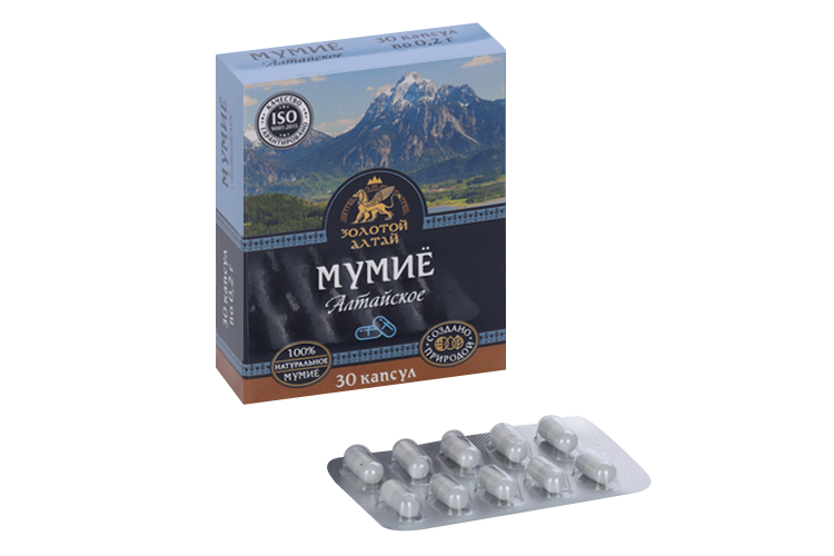 Мумие Алтайское Золотой Алтай, 0,2 г, 30 шт, капсулы