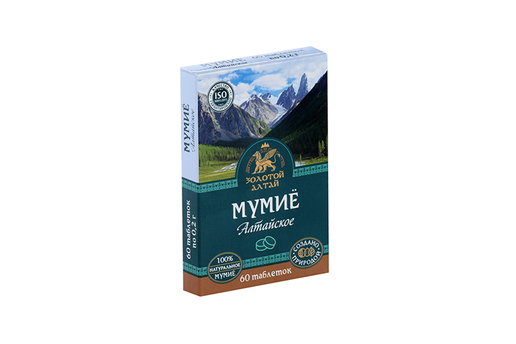 Мумие Алтайское Золотой Алтай, 0,2 г, 60 шт, таблетки