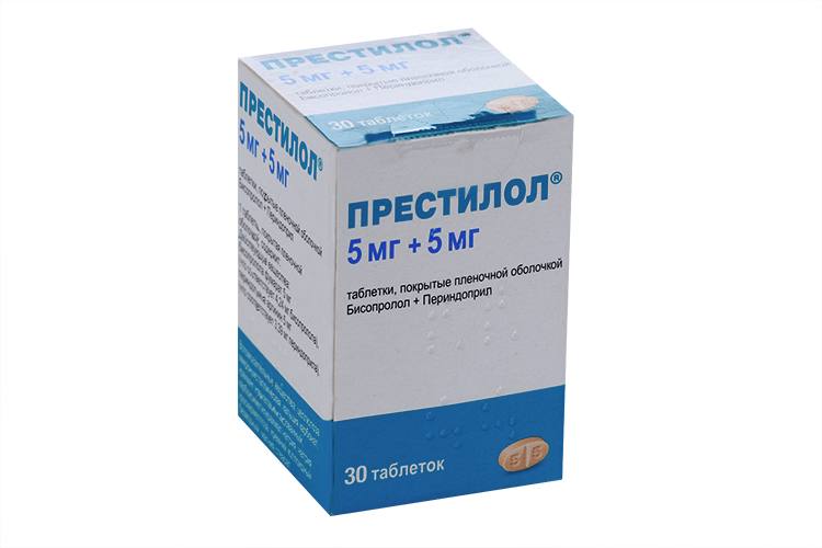 Престилол 5 мг+5 мг, 30 шт, таблетки покрытые пленочной оболочкой