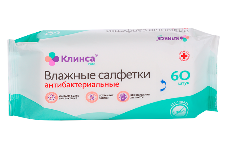 Салфетки Клинса влажн атибактериал, 60 шт