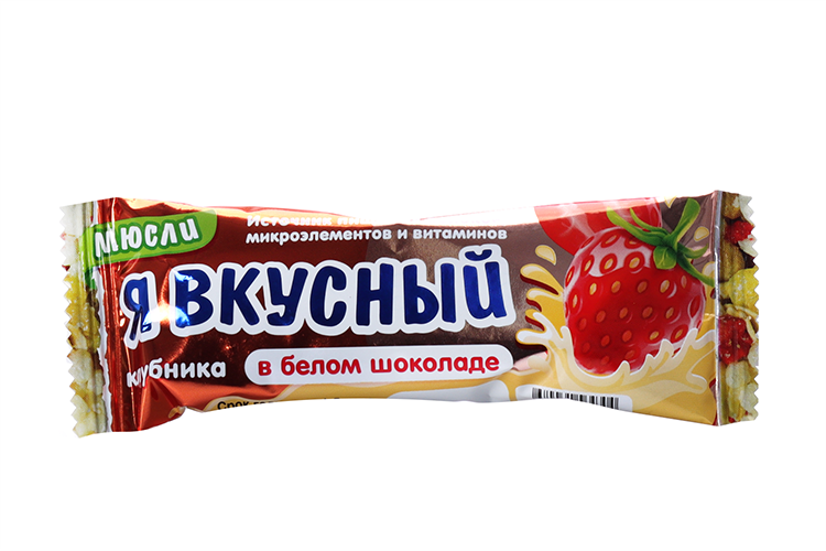 Батончик мюсли Я вкусный клубника  в белом шоколаде, 25 г
