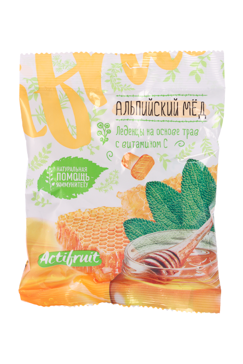 Леденцовая карамель Актифрут Альпийский мед с вит С, 60 г