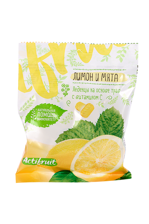 Карамель леденцовая Актифрут Лимон-мята с вит С, 60 г