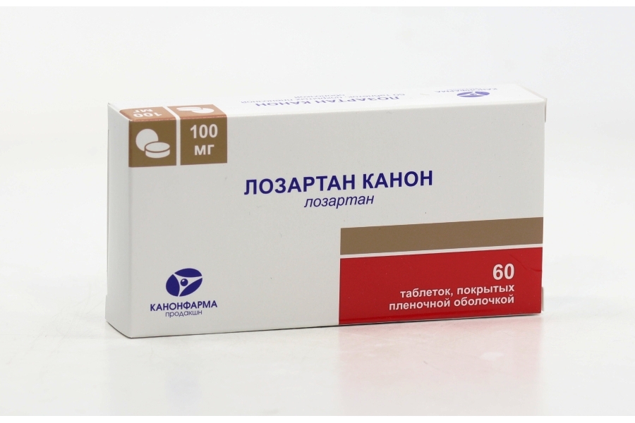 Лозартан Канон 100 мг, 60 шт, таблетки покрытые пленочной оболочкой