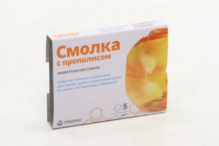 Смолка жевательная из смолы лиственницы, 5 шт, Прополис