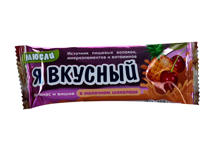 Батончик мюсли Я вкусный вишня/ананас в молочном шоколаде, 25 г