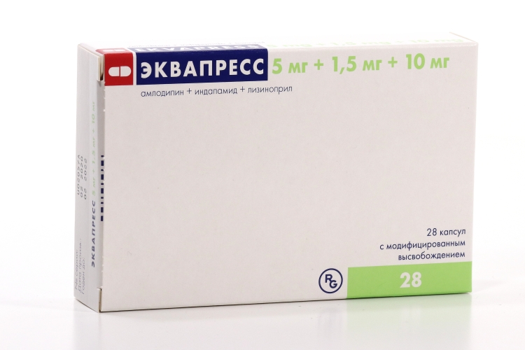 Эквапресс 5 мг+1.5 мг+10 мг, 28 шт, капсулы с модифицированным высвобождением