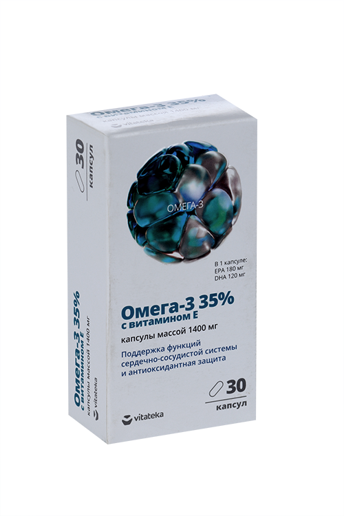 Омега-3 35% Витатека с вит Е, 1 400 мг, 30 шт, капсулы
