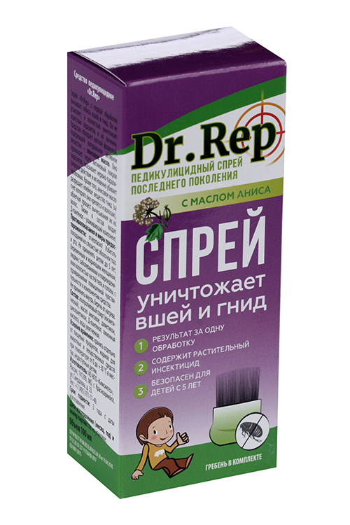 Спрей Доктор реп средство педикулезное, 100 мл, (+гребень)