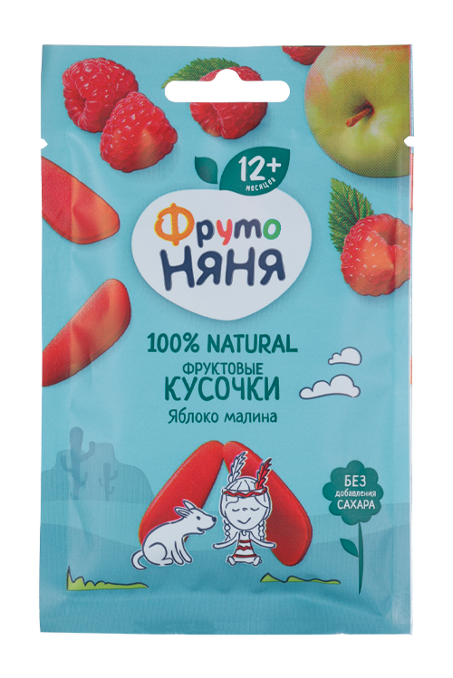 Кусочки Фрутоняня фруктовые яблоко/малина, 15 г
