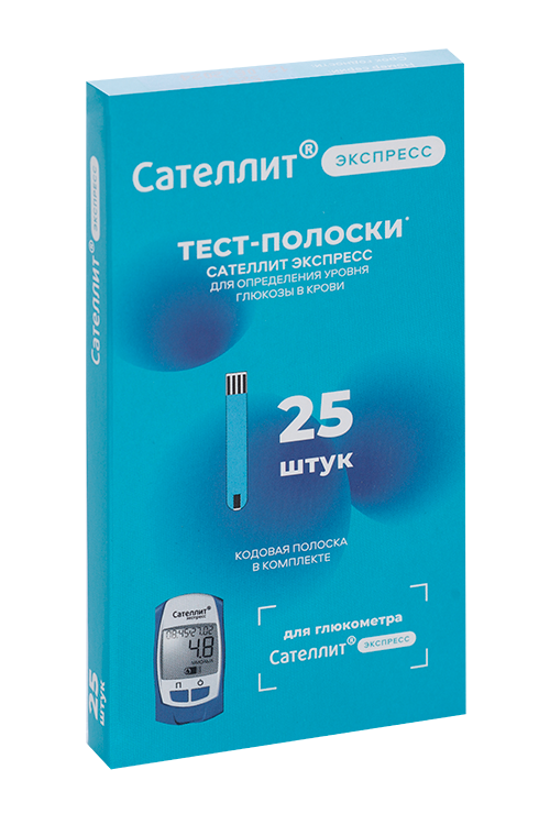 Тест-полоски Сателлит экспресс д/глюкометра ПКГ-03, 25 шт