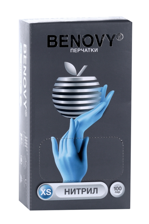 Перчатки Бенови нитрил н/стер неопудр XS, 100 шт