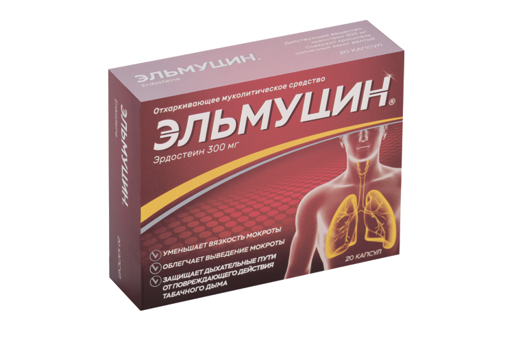 Эльмуцин 300 мг, 20 шт, капсулы