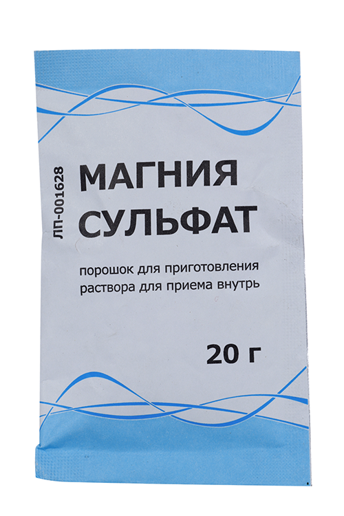 Магния сульфат, 20 г, порошок для приготовления раствора для приема внутрь