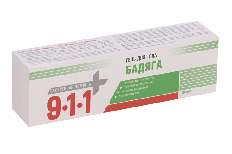 Гель 911 Бадяга д/тела от синяков и ушибов, 100 мл
