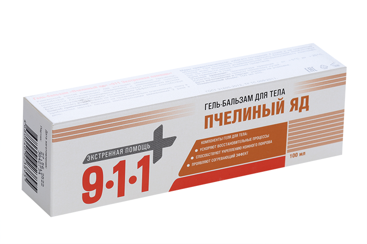 Гель-бальзам 911 Пчелиный яд д/суставов/тела, 100 мл