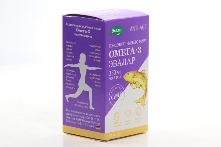 Концентрат рыбьего жира Омега-3, 1 г, 30 шт, капсулы