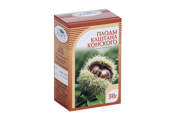 Конского каштана плоды, 50 г, сырье растительное измельченное