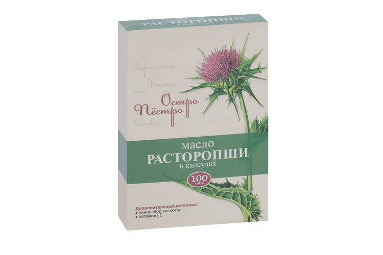 Расторопша масло Остро Пёстро с селеном, 300 мг, 100 шт, капсулы