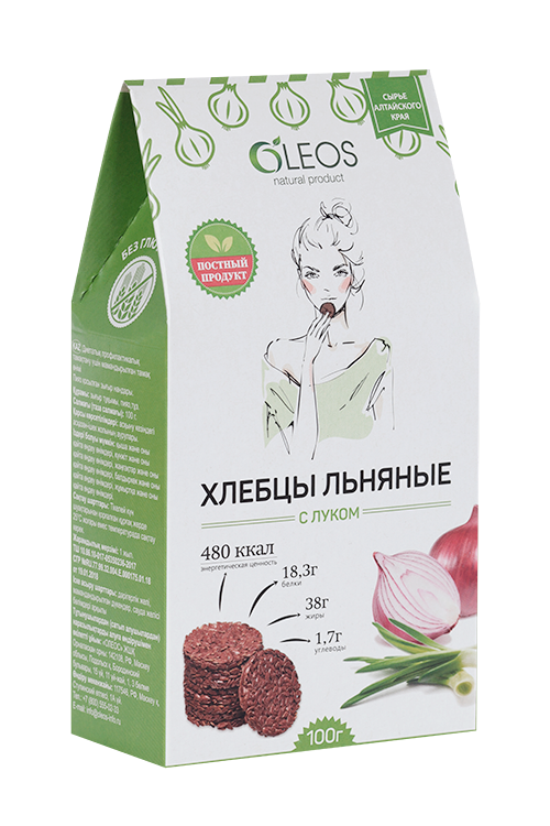 Хлебцы Олеос льняные с луком, 100 г