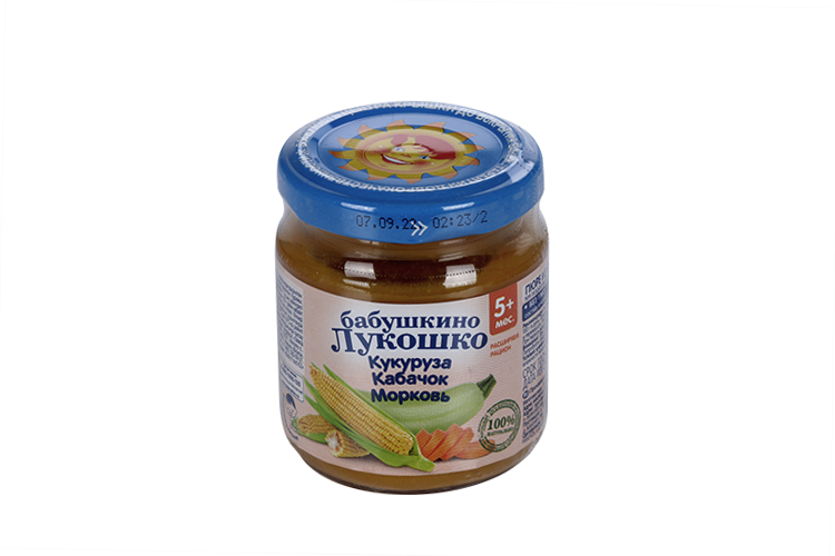 Пюре Бабушкино лукошко кабачок/кукуруза/морковь (с 5 мес), 100 г