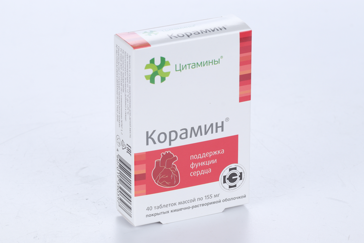 Корамин, 155 мг, 40 шт, таблетки